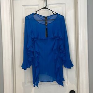 NWT Chicos black label sheer ruffle blouse SZ 0